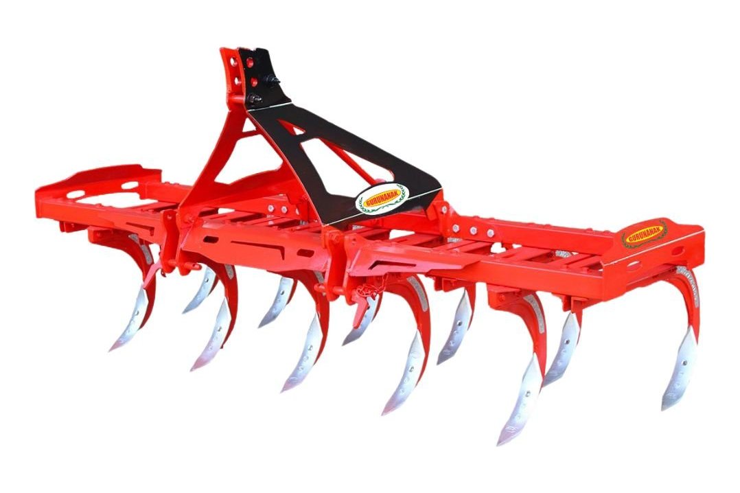 Red Gurunanak spring-loaded cultivator with curved tines